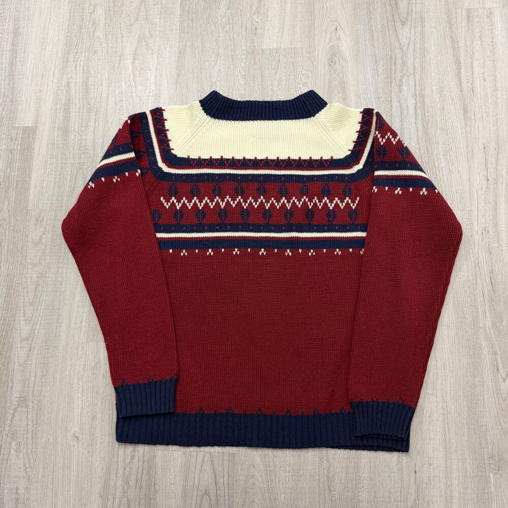 Vintage JCPenney Sweater Men's Extra Large Red Fair Isle 70s 80s Crewneck Preppy